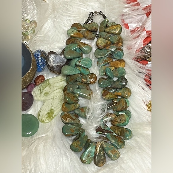 Vintage Green Turquoise Sterling Necklace - Picture 2 of 14